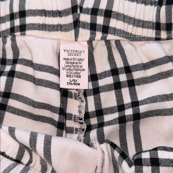 Victoria's Secret Cotton Flannel Pajama Set Long Sleeve Pink Black Plaid Sz L - Picture 8 of 16